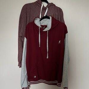 2 Kangol Two-Tone Maroon and Gray Pullover Hoodies